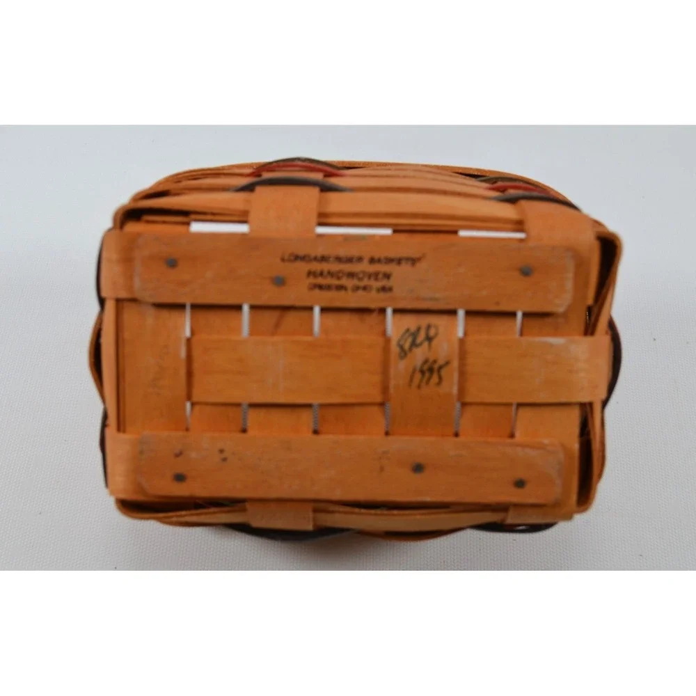 Longaberger Key Basket Combo 1995 Green Red Blue Accent Weaves